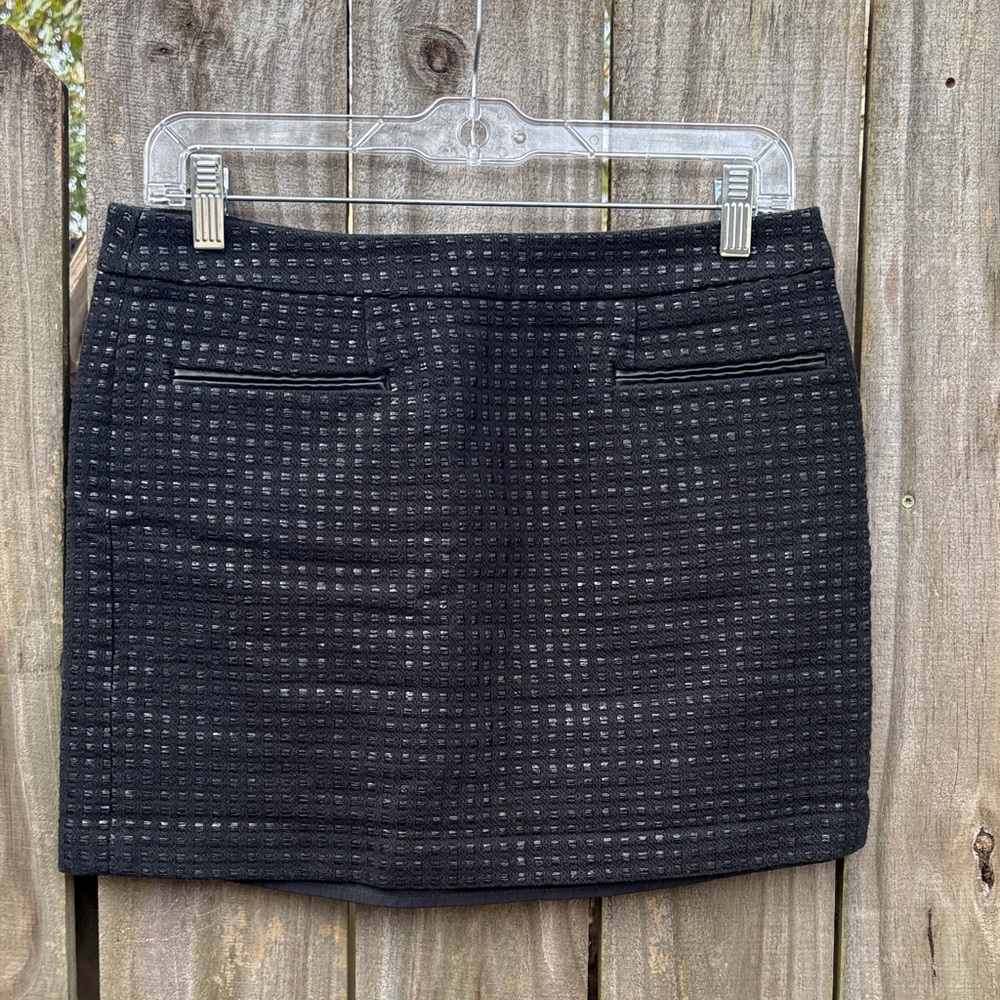 GAP Black Textured Mini Skirt with Subtle Grid Detail